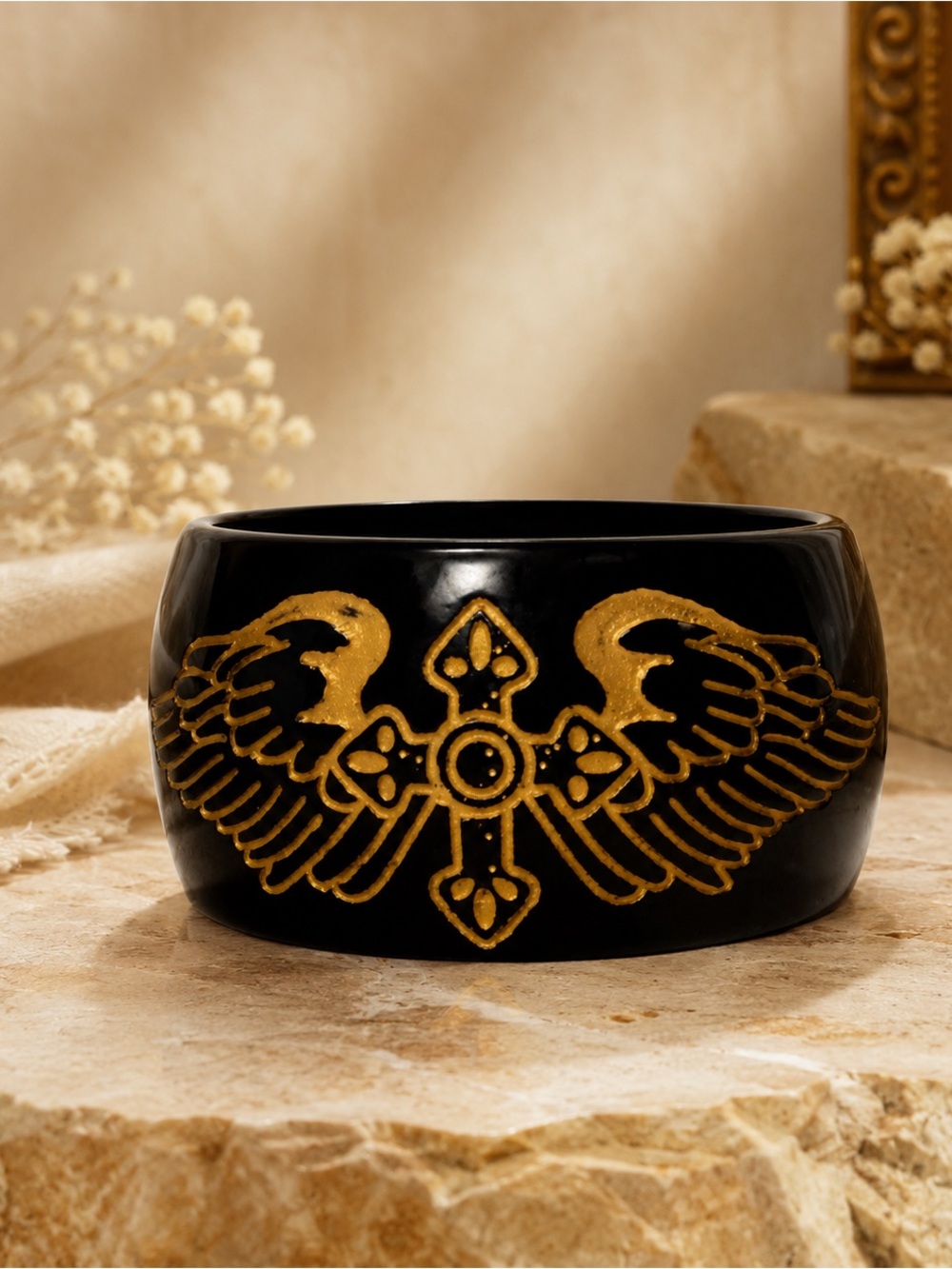 Wooden bracelet cross with Wings 2”